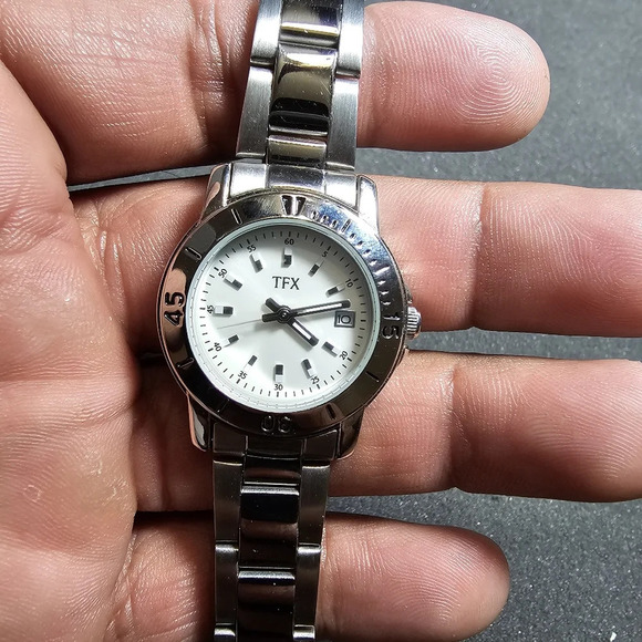 TFX By Bulova Ladies Quartz Watch Silver Tone White Date Just Dial Working  show - Picture 5 of 9